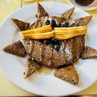 Sunshine pancake ☀️  at Bread and Chocolate Vegan Bistro in George Town