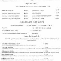 lunch menu at Ayuttaya Thai Cuisine in Ocala