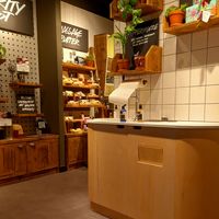 eingerichtet mit holzregalen, pflanzen und waschbecken at LUSH - Schadowstraße in Dusseldorf