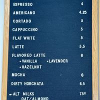 Menu  at Offset Coffee in El Segundo