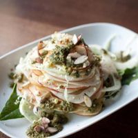 apple fennel salad, nettle pesto, almond ricotta at Graze in Vancouver
