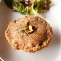 warm Kale Coconut-Mustard Cream Pot Pie with Seasonal Greens at Graze in Vancouver