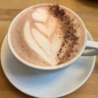 Hot cocoa with plant milk  at Grumpy in Budapest