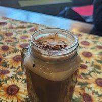 Mocha with oat milk at October Cafe in Chicago