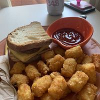 tots and brekky sandwich   at October Cafe in Chicago