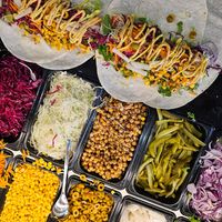 "Chicken" nuggets wraps in preparation at VeganLand in Bremen