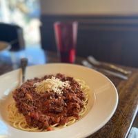 Spaghetti with Marinara and Vegan Sausage   at Testa Rossa Pizzeria in Grand Rapids