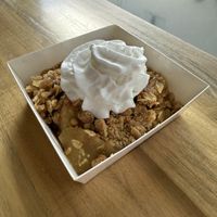Vegan (and GF) apple crumble with coconut whipp  at Soulstice Tea Room & Noshery in 100 Mile House
