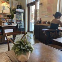 Seating insidee  at APM Coffee in Boston