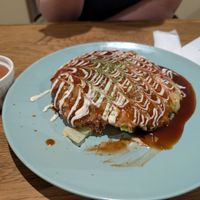 Big Japanese pancake beautifully decorated. at Vegan and Gluten Free Osaka. - The Second Room Cafe in Osaka