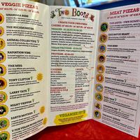 menu with indicated vegan pizzas  at Two Boots UWS in New York City