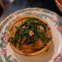 Tapas #4 quiche with silken tofu , leek and samphire at Planttrekkerij  in Antwerpen