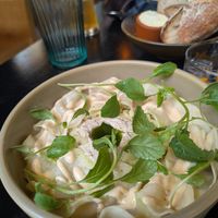 starter: kohlrabi with leche de tigre & cashew cream at Planttrekkerij  in Antwerpen