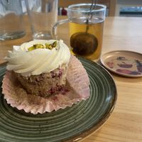 The cupcake is moist and delicious, but the topping was too dense for me. I prefer fluffier  at Vinni The Vegan Witch in Ankara
