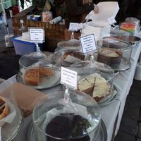 Vegan chocolate cake, vegan apple rum cake at Kings Cross Farmers Market in Sydney