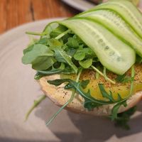Hummus Bagel at Javista Coffee in Hollywood