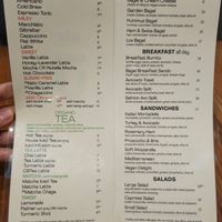 Menu at Javista Coffee in Hollywood
