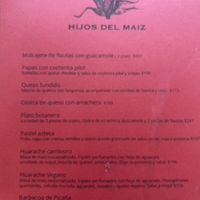 Menu hiarache vegano  at Hijos del Maíz - Antojería in Mexico City