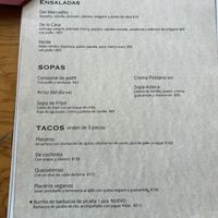 Menu taco vegano  at Hijos del Maíz - Antojería in Mexico City