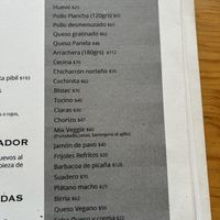 Menú extras con opciones veganas  at Hijos del Maíz - Antojería in Mexico City
