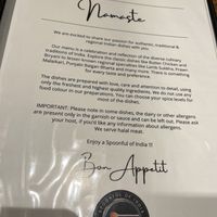 Menu  at Spoonful of India in Brussels