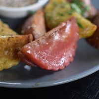 spicy seitan and chickpea pumpkin momos at Momos - Organic Veggie Dumplings in Berlin
