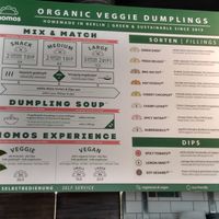 Menu at Momos - Organic Veggie Dumplings in Berlin