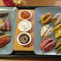 Momos experience, half fried half steamed, both delicious at Momos - Organic Veggie Dumplings in Berlin