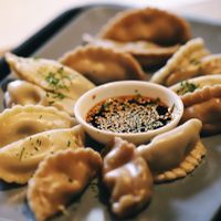 Mushroom special vegan dumplings at Momos - Organic Veggie Dumplings in Berlin