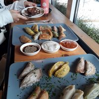 Dumplings & Brownie at Momos - Organic Veggie Dumplings in Berlin