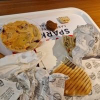 Classic falafel sandwich, portion of falafel and spicy hummus at AUH - Operation Falafel - TA in Abu Dhabi