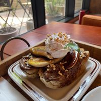 Chocolate Hazelnut spread on their signature toast with Caramelized Bananas. 😋 😋😋  at Ashville Bakery Cafe - 애쉬빌 베이커리 카페 in Seoul