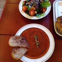 Salad and tomato soup at Ashville Bakery Cafe - 애쉬빌 베이커리 카페 in Seoul
