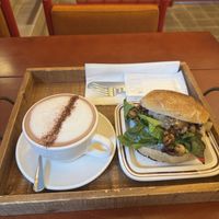 Mushroom sandwich and caramel choco latte  at Ashville Bakery Cafe - 애쉬빌 베이커리 카페 in Seoul