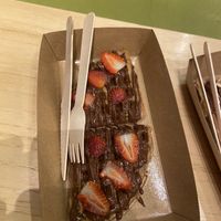 Strawberry waffles   at Sacred Cacao in Gianyar