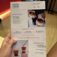Menu  at Sacred Cacao in Gianyar