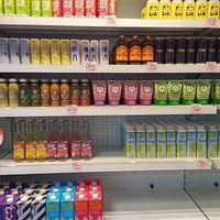 Variety of drinks and plant based milks at Wazzy Woo in Clonakilty