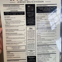 Menu at Wise Sons Jewish Deli in San Francisco