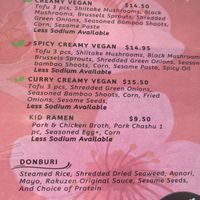 Vegan Ramen Options  at Rakuzen Ramen House in Camas