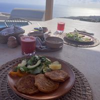 Chickpea omelettes, watermelon juice and more. We loved that we weren’t just eating junk food vegan the entire stay. We ate actual PLANTS, literally from the owner’s garden  at Ethos Vegan Retreat in Santorini