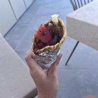 We wanted vegan gyros but without going to a fast food restaurant, so the owner made us them fresh. They were incredible.  at Ethos Vegan Retreat in Santorini