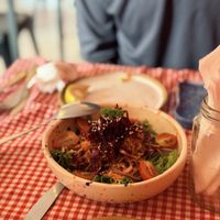 Salad with the BBQ platter   at Lo del Manu in El Chalten