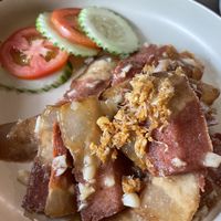 Stir fried pork belly with garlic - not what I expected. Too glibbery    at PLANT Passion in Bangkok