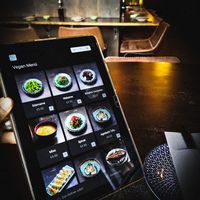 Digitale Speisekarte mit veganem Bereich at Kaizen in Cologne