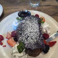 vegan ube French toast special at Peacock Pansy in San Francisco