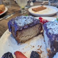 vegan ube French toast special at Peacock Pansy in San Francisco