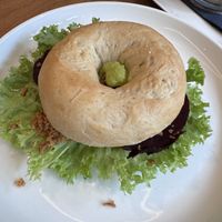 Rote Beete Bagel  at Mein Lieblingscafé in Bielefeld