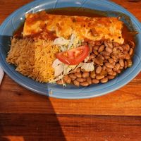 Veggie burrito with pinto beans and rice at Los IV Hermanos in Ocean Shores