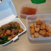 Pad see ew and spring rolls at Yo Vegan in Phuket