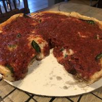Traditional deep dish with spinach at Kitchen 17 in Chicago